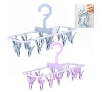Clothes Drying Racks Small Folding Portable Underwear Hangers Hanging Drying Rack with Clips Small Hanger 2 Pack Socks 12 Clips 360° Rotatable Hook for Drying Towels Bras Baby Clothes Gloves Plast