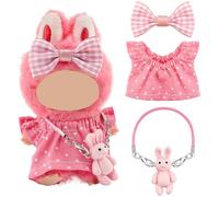 Clothes for 10cm Plush Doll Blind Box Figures,Outfit for Display and Dress-Up,Great for Play or Display, for Collectors and Children,No Doll Included (Pink)