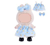 Clothes for 17cm Doll, Skirt Set for Dolls, 2 Piece Set Bow Tie Skirt Outfit Premium Fashion Cute Dress for 17cm Dolls Accessories (NO Doll)(Light Blue)