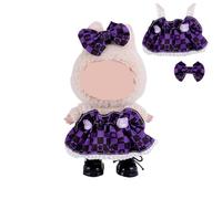 Clothes for 17cm Doll, Skirt Set for Dolls, 2 Piece Set Bow Tie Skirt Outfit Premium Fashion Cute Dress for 17cm Dolls Accessories (NO Doll) (Purple)