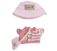 Clothes for 17cm Dolls, Handcrafted Crochet 3-Piece Set, Premium Outfit with Accessories Pink Sweater Tops, Pink Cross-Body Bag, and Bucket Hat, T-Pink