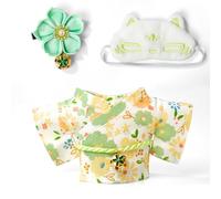 Clothes for 17cm Dolls,Outfit Accessories Kimono Set for 6.7inch, Kawaii Chic Style Flower Hairbow+Green Clothing+Cute Blinker(NO Doll)
