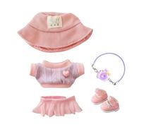 Clothes for Labubu Dolls Accessories, Stylish Kawaii Pink Outfit Set 5 Pieces Suitable for 15cm 17cm La bubu Doll, Doll Clothing Set Replacement (No Doll)