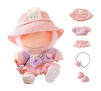 Clothes for Labubu Dolls Accessories, Stylish Kawaii Pink Outfit Set 5 Pieces Suitable for 15cm 17cm La bubu Doll, Doll Clothing Set Replacement (No Doll)
