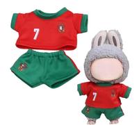 Clothes for Labubu 2-Piece Soccer Outfit - Breathable Fabric,Sporty Design with Jersey & Shorts,Perfect for 17cm Dolls(No Doll) (Number 7)
