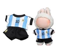 Clothes for Labubu 2-Piece Soccer Outfit - Breathable Fabric,Sporty Design with Jersey & Shorts,Perfect for 17cm Dolls(No Doll) (Number 10)