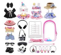 Clothes for Labubu, 23-piece Clothes and Accessories Set Designed for Labubu Doll Clothes, Includes Display Bag, Clothes Rack, Headphones, Camera, Glasses, Shoes, and 6 Mini Accessories - Style B