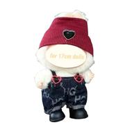 Clothes for Labubu, Clothing for Big into Energy Labubu, Cosplay Hat & Overalls Set for 17cm/15cm Dolls (Beanie & Heart Overalls)