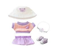 Clothes for Labubu Dolls Accessories, Stylish Kawaii Purple Outfit Set 5 Pieces Suitable for 15cm 17cm La bubu Doll, Doll Clothing Set Replacement (No Doll)