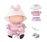 Clothes for Labubu Dolls Accessories, Stylish Kawaii Purple Outfit Set 5 Pieces Suitable for 15cm 17cm La bubu Doll, Doll Clothing Set Replacement (No Doll)