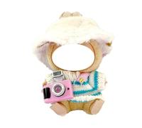 Clothes for Labubu, Handcrafted Crochet Set for 15cm/17cm Doll, Knitted Outfit with Accessories, Stylish Doll Clothes for Key Chain Accessories, No Doll Included (Blue and White Stripes)