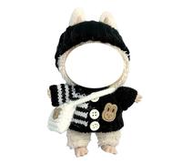 Clothes for Labubu, Handcrafted Crochet Set for 17cm Doll, Knitted Outfit with Accessories, Stylish Doll Clothes for Girl Best Gifts, No Doll Included (Black 3 pieces set)