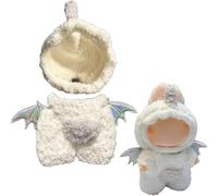 Clothes for Labubu Little Angel Set - Soft Fabric,Heavenly Style with Wings,Perfect for 17cm Standing Dolls(No Doll) (White)