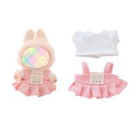 Clothes for Lu bubu 17cm Dolls Accessories (No Doll), Kawaii Skirt Outfit Set 2 Pieces for 17cm Dolls Suit, Stylish Dress Up Flower Dolls Clothing Set Replacement Pink