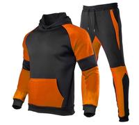 Clothes for Men HHGKED Men's Track Suits 2 Piece Set Active Jogging Suits Long Sleeve Sweatsuits Casual Outfits, Black&orange, Large