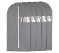 Clothes Garment Covers Bag, Non-Woven Fabric Garment Covers for Clothes Rack, 5 Pack Hanging Clothing Bag(Gray,100cm/39in)