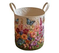 Clothes Hamper With Handles - Quilted Boho Laundry Basket For Organised Clothing Storage, Soft Fabric Decorative Design Style Structure, Reinforced Carry Handles + Top System, Durable