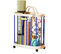 Clothes Hamper Yoga Mat Storage Rack Holder, Dirty Laundry Basket With Wheel For Strap Toys(Blue+white)