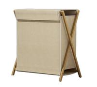 Clothes hampers for laundry with lid, Wooden Collapsible Laundry Hamper with Lid, Portable X Frame Bamboo Laundry Hamper, Collapsible Laundry Hamper for Room, Apartment and Toy Storage(Brown,15.7*13.4
