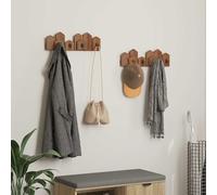 Clothes Hanger Brown Solid Mahogany Wood 48 x 8 x 15 cm with Iron Hooks Non-Slip Space Saving for Wardrobe, Cupboard, Hallway and Bedroom Order