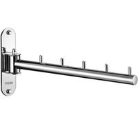 Clothes Hanger Rack Swing Arm, Folding Clothes Hanger Wall Mounted Space Saving Drying Rack, Stainless Steel 304 Laundry Room Valet Hook Holder, Foldable Hanging Hook Rod (Silver)