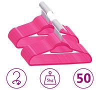 Clothes Hanger Set 50pcs Pink Velvet Non-Slip 44.5x0.6x23.5cm Plastic/Zinc Hook