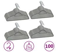 Clothes Hanger Set Grey Velvet 100pcs Bag ABC Plastic Zinc Alloy 44.5x0.6x23.5cm