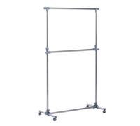 Clothes Hanger W/Wheels, Heavy Duty-Silver/Grey