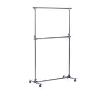 HOMCOM Heavy Duty Clothes Hanger Garment Rail Hanging Display Stand Rack w/Wheels Adjustable