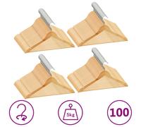 Clothes Hangers 100pc Hardwood & Metal Brown 44.5cm Non-Slip Rotating Hook Pack