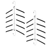Clothes Hangers,2 PACK Multi Layers Clothes Hangers,5 in 1 Anti-slip Sponge Metal Wardrobe Organizer Rack,Space Saving Organizer for Jacket Sweater Trousers Shirt T-Shirt
