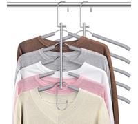 Clothes Hangers Space Saving Coat Hanger- Jeowoqao Non Slip Shirt Hangers with Padded Foam Stainless Steel 5 in 1 Organizer Heavy Duty Hangers for Hoodie Coat Sweater Suit T-Shirt (Grey,2Pack)
