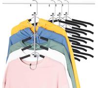 Clothes Hangers Space Saving Coat Hanger- Jeowoqao Non Slip Shirt Hangers with Padded Foam Stainless Steel 5 in 1 Organizer Heavy Duty Hangers for Hoodie Coat Sweater Suit T-Shirt (Black,4Pack)