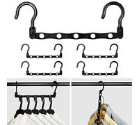 Clothes Hangers Space Saving, Multifunctional Portable Hanger Organiser | 5 Pack Pants Rack Hanger, Rotate Anti-skid Folding Hangers, Plastic Wardrobe Magic Hangers for Clothes Trouser Coat Black