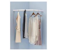 Clothes Hanging Rack,Wardrobe Rail Curved Corner Closet Rods,Wardrobe Hanger Bar Corner Clothing Rack with Screws DIY Home Storage Display(Milk,100cm/39.37in)(Milk,40cm/15.75in)