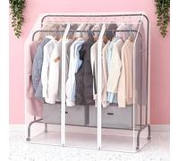 Clothes Hanging Rail Dustproof Cover with Double-end Zipper, Reusable Garment Rack Cover PEVA Dustproof, Home Commercial Use Clothes Rack Cover(Clear,130x75x150cm)