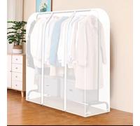Clothes Hanging Rail Dustproof Cover with Double-end Zipper, Reusable Garment Rack Cover PEVA Dustproof, Home Commercial Use Clothes Rack Cover(Transparent,180x75x150cm)