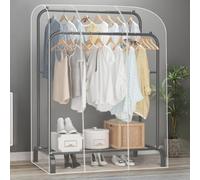 Clothes Hanging Rail Dustproof Cover with Smooth Double-end Zipper, Reusable Garment Rack Cover for Coats Suits Dresses, Home Commercial Use Clothes Rack Cover