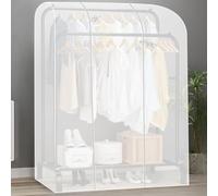 Clothes Hanging Rail Dustproof Cover with Smooth Double-end Zipper, Reusable Garment Rack Cover for Coats Suits Dresses, Home Commercial Use Clothes Rack Cover