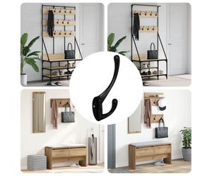 Clothes Hook 346pc Black Zinc Alloy 102 x29 x47mm Compact Wall Mount for Hallway