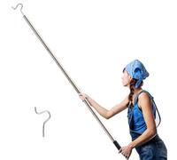 Clothes Hook Pole, High Reach Garment Rod Sturdy And Durable, Telescopic Adjustment Cloth Hooks, Steel Clothing Pole, Suitable For for Hanging Clothes Light and Plants (4 piece-172cm)