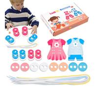 Clothes Lacing Toys - Wooden Threading Set For Kids, 21x13x3cm Threading Lacing Training Early Learning Kits Learn To Button, Buckle, Zip, Lace & Tie For Boys And Girls 3 +