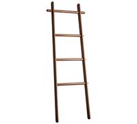 Clothes Ladder, Bamboo Towel Ladder, 4 Bamboo Rails, Clothes Ladder with Brass Hooks and Non-slip Feet, Towel Rack Bamboo Decorative Ladder