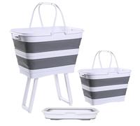 Clothes Laundry Hamper - 26 Liter Foldable Raised with Handles | Wash Basins | for Bathroom Bedroom Kitchen Playroom Student Room Toy Snacks Fruit Vegetable