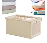 Clothes Organizer Bins - 20cm Multi-Functional Folding Wardrobe, Stackable Storage Box | Oxford Cloth Large Capacity Foldable Storage, Flat Bin - Bedroom Wardrobe Bathroom Kitchen,White