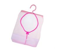 Clothes Peg Bag for Washing Line, 22 x 30 cm Mesh Peg Bag with Hanger, Reusable & Washable Multi-Purpose Organizer, Storage Basket for Drying Clothes in Bathroom Kitchen College Dorm (Pink, M)