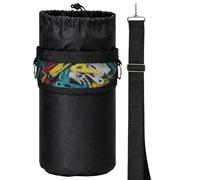 Clothes Peg Bag for Washing Line with Hanger, Black Waterproof Peg Bag with Shoulder Strap, Camping Trip Laundry Management Organiser, Large Peg Bag for Outdoor Clothesline and Balcony Drying Rack Sto
