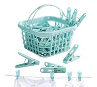 Clothes Pegs - 30PCS Laundry Pegs | Small Clothes Pin, Laundry Pins Clips With Basket, Windproof Beach Towel Clips, Washing Clothes Clip, For Garden, Sunbeds Sun Loungers Pool Chairs