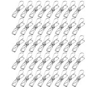 Clothes Pegs Chip Clips Metal Laundry Clips Stainless Steel Hanging Clothesline Clips for Washing Line, Snack Bags, Washcloth, Pictures, Paper at House, Kitchen, Office (40 Pcs)
