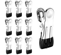 Clothes Pegs For Washing Line Pegs Stainless Steel Laundry Pegs Clothes Pins Clips Strong Metal Clothes Pegs Storm Pegs for Clothes Jeans Socks Towel Photos, Pack of 10(Black)
